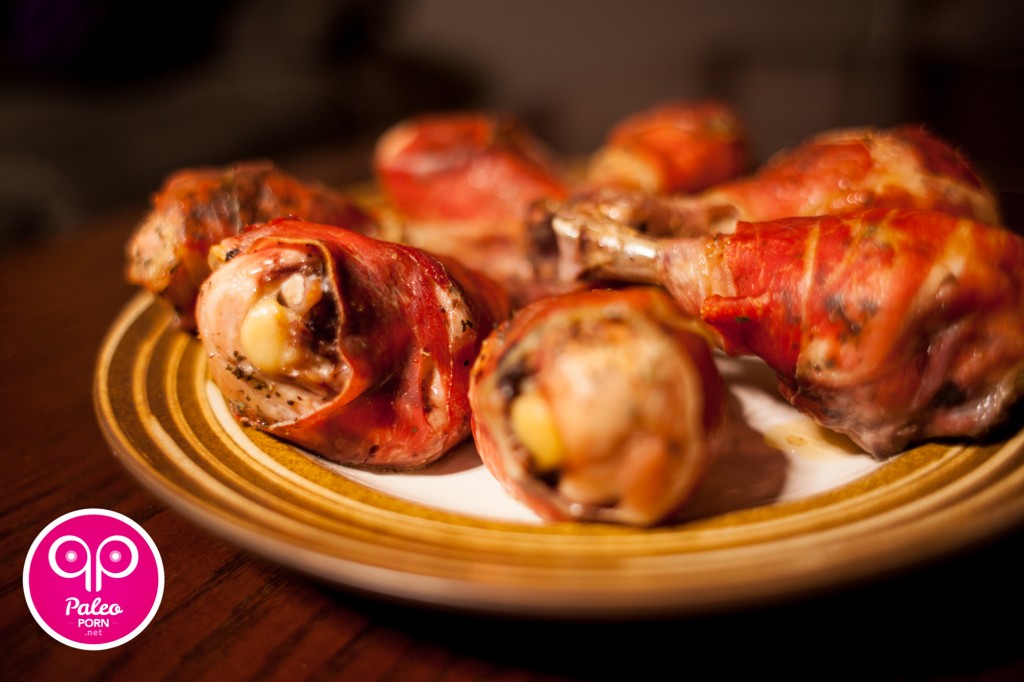 Baked Chicken Legs Smothered in Prosciutto