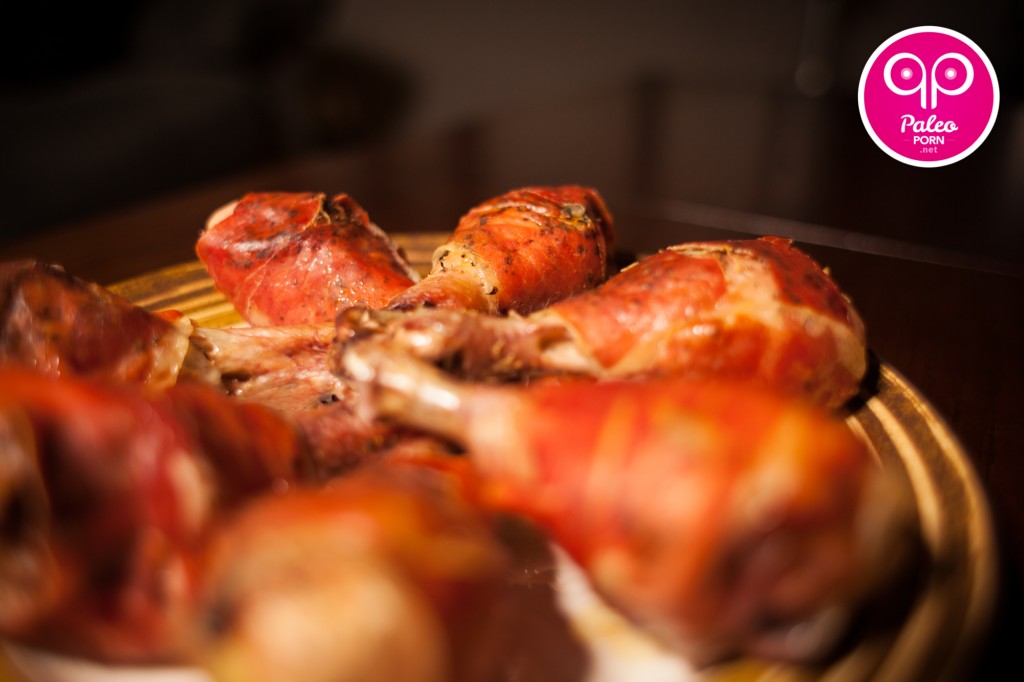 Baked Chicken Legs Smothered in Prosciutto