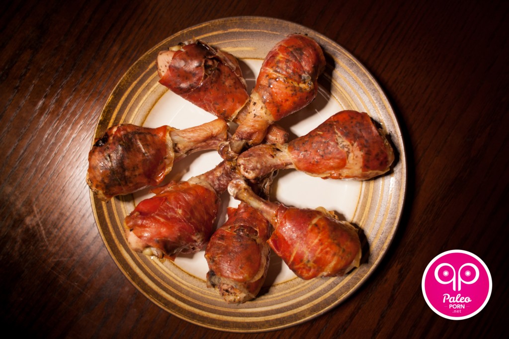 Baked Chicken Legs Smothered in Prosciutto