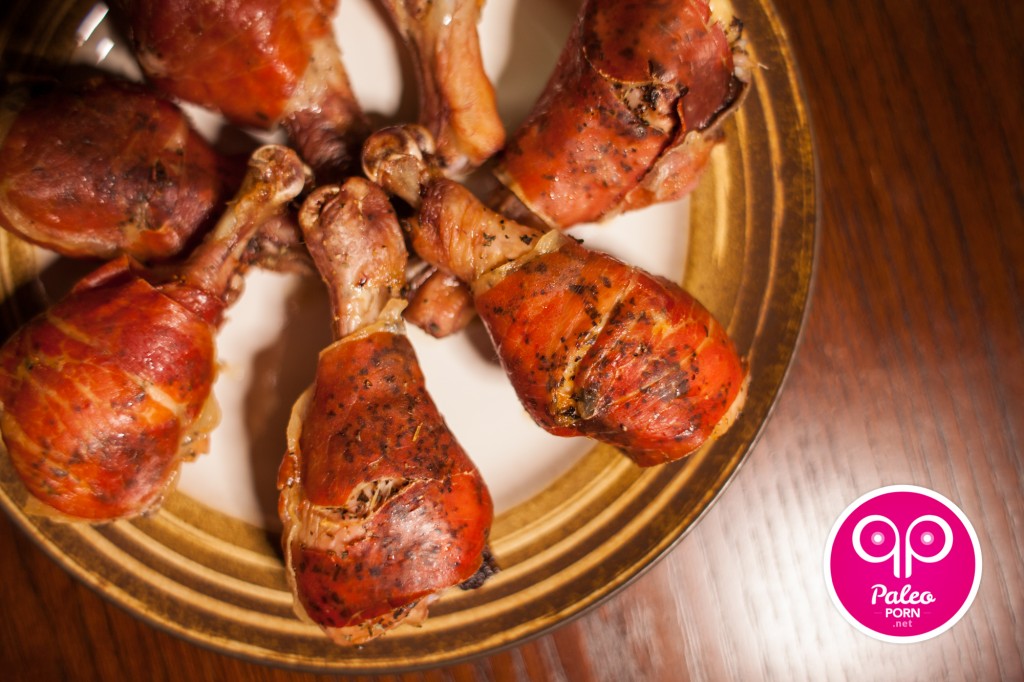 Baked Chicken Legs Smothered in Prosciutto