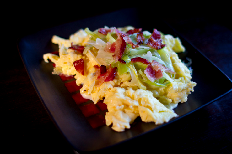 Primal Buttery Eggs and Leeks with Bacon