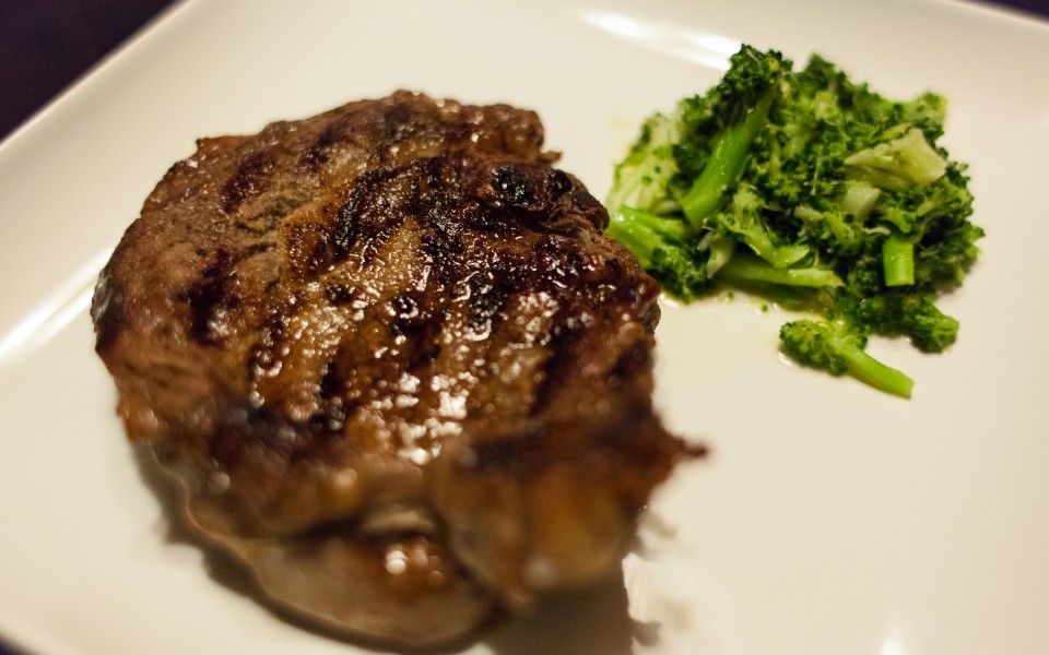Ribeye Steak and Steamed Broccoli