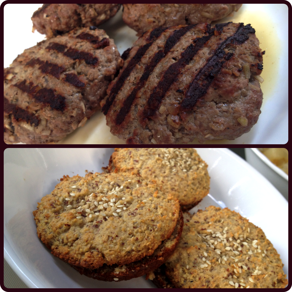 BBQ Bison Burgers on Paleo Almond Flour Hamburger Buns