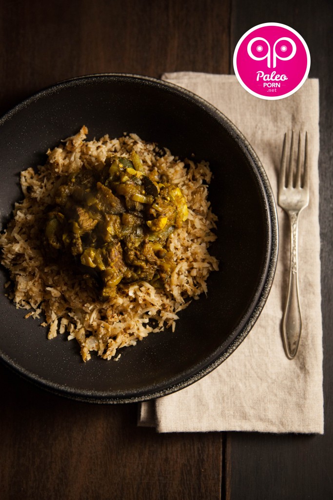 Paleo Persian Eggplant Stew over Cauliflower Rice