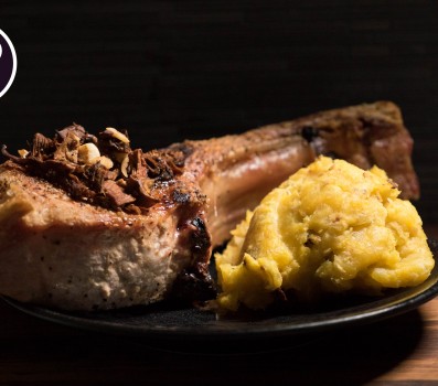 Paleo Recipe Garlic Mushroom Tomahawk Pork Chops