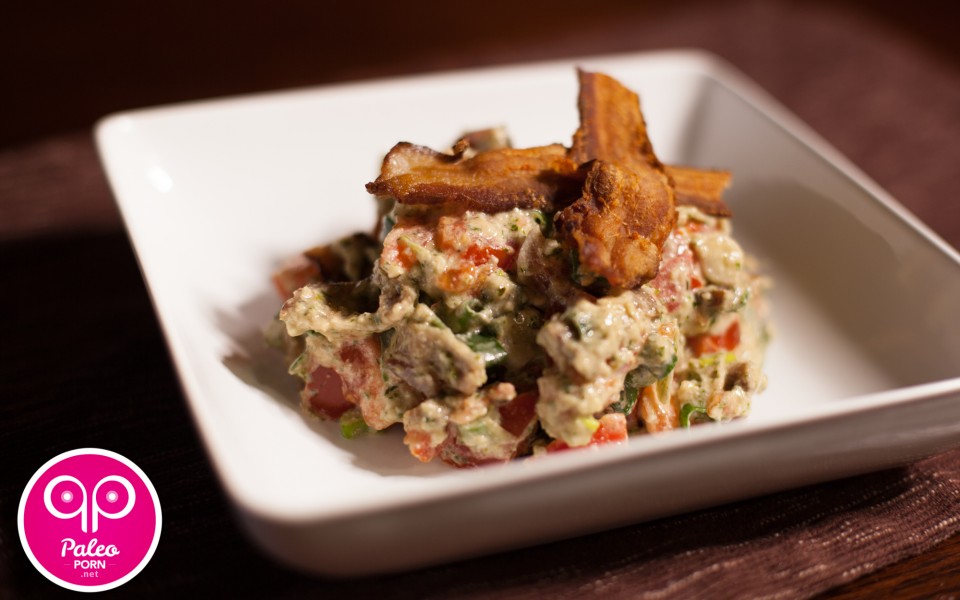 Paleo Bacon Lettuce and Pesto Salad