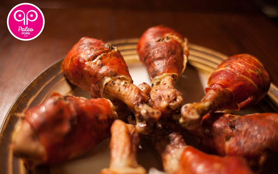 Baked Chicken Legs Smothered in Prosciutto