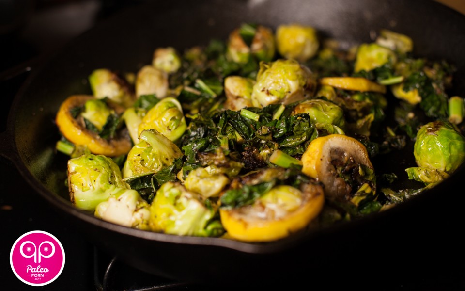 Pan Fried Lemon, Brussels Sprouts and Chard