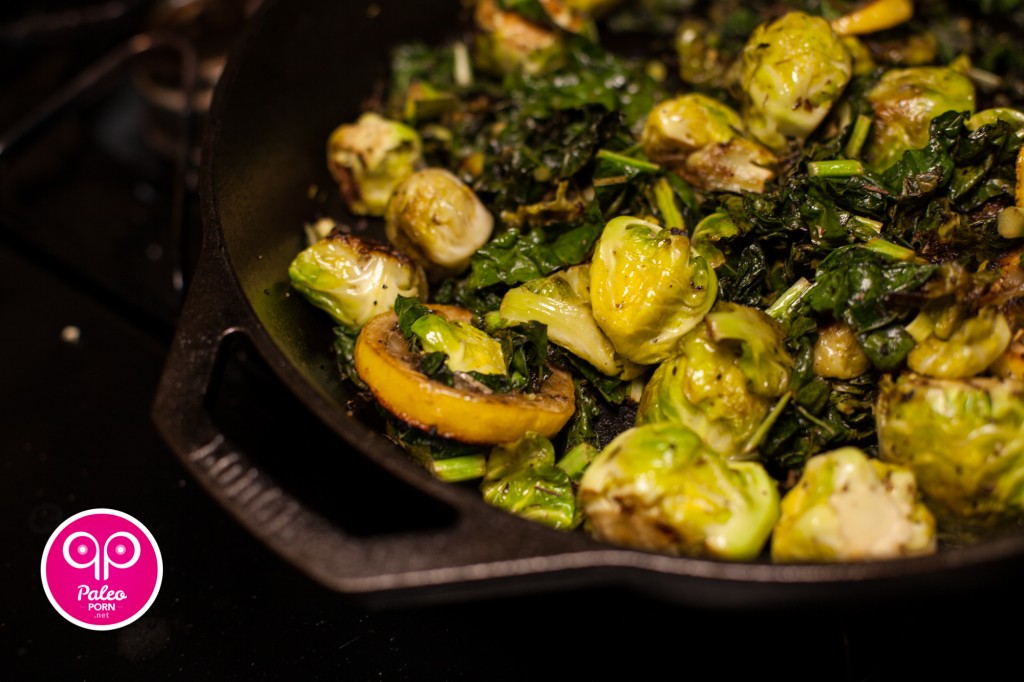 Pan Fried Lemon, Brussels Sprouts and Chard