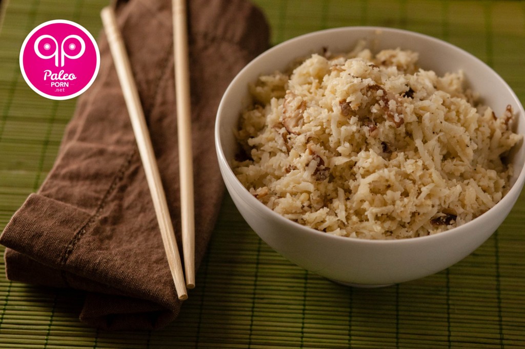 Garlic Shiitake Cauliflower Rice