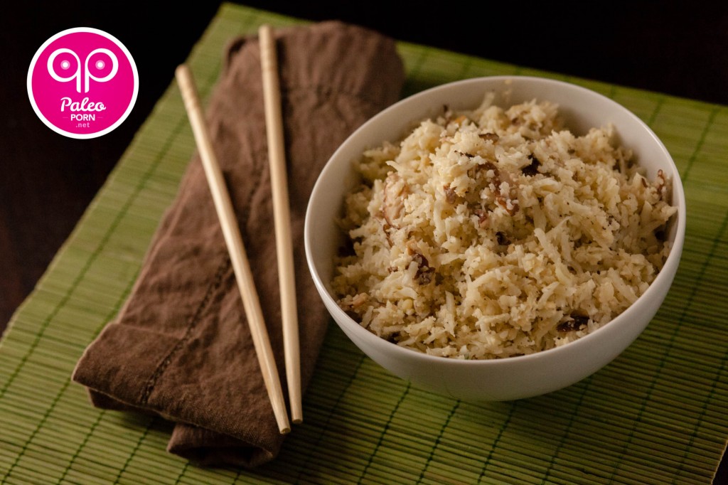 Garlic Shiitake Cauliflower Rice
