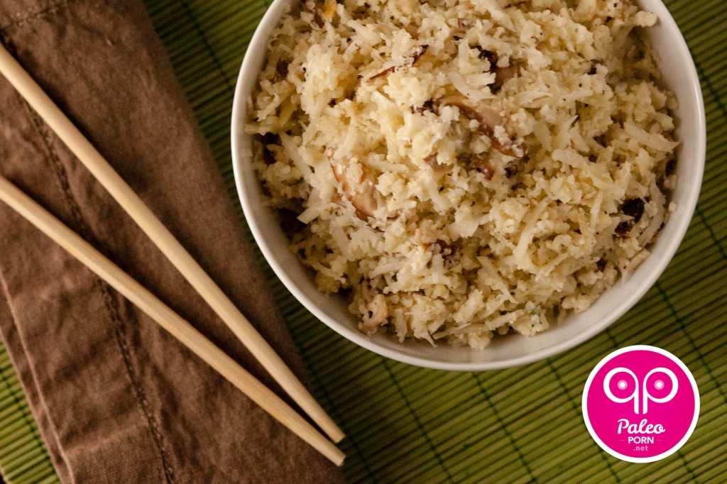 Garlic Shiitake Cauliflower Rice