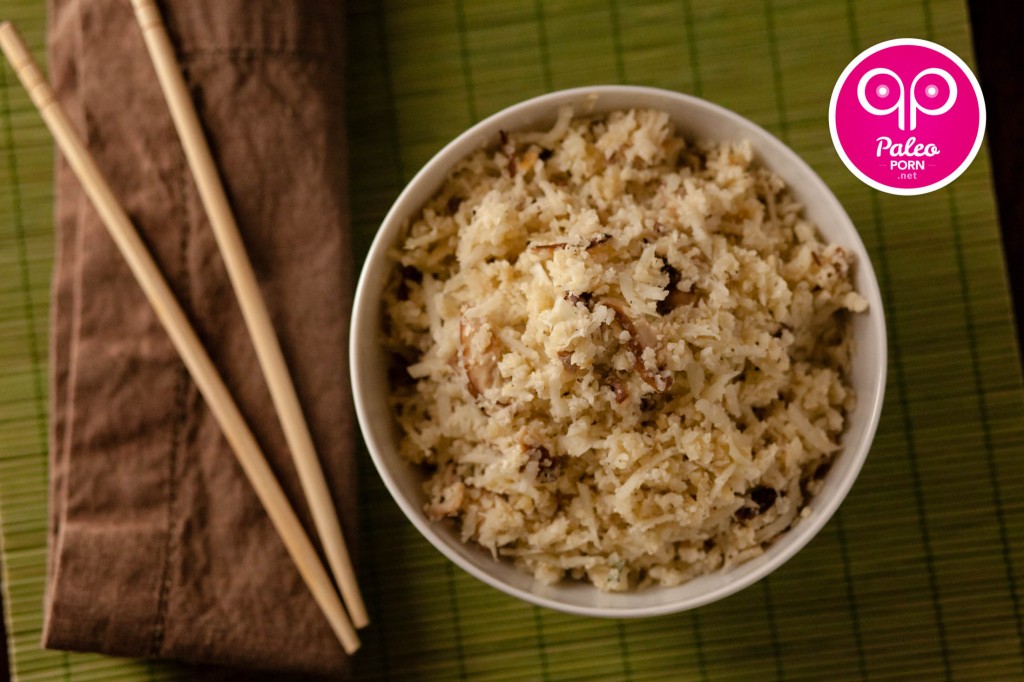 Garlic Shiitake Cauliflower Rice