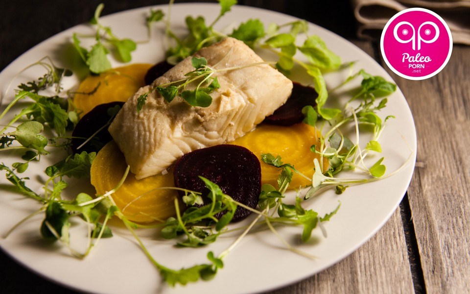 Paleo Recipe Poached Halibut with Beets
