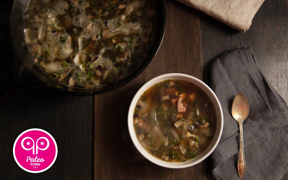 Paleo Recipe Lemon, Mushroom & Ham Steak Paleo Soup