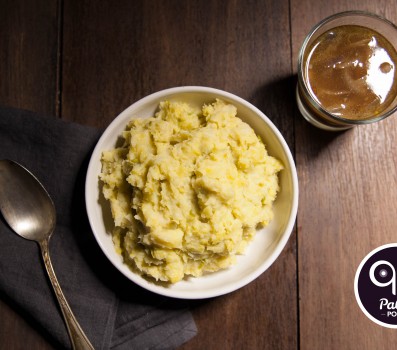 Paleo Recipe Bacon, Brussels and Parsnip Mash with Caramelized Onion Paleo Au Jus