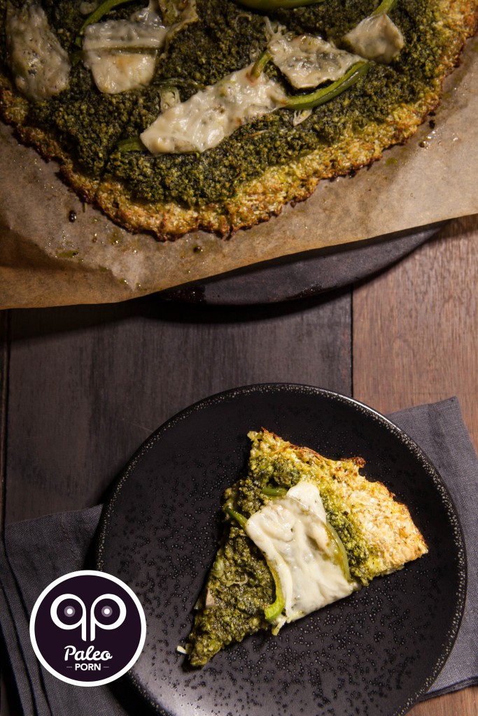 Paleo Cauliflower Pizza Crust with Pesto