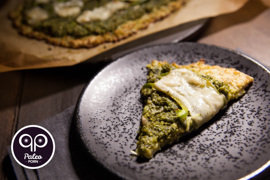 Paleo Cauliflower Pizza Crust with Pesto