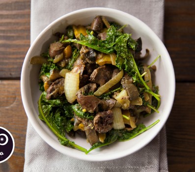 Paleo Recipe Sautéed Kale & Chicken Heart