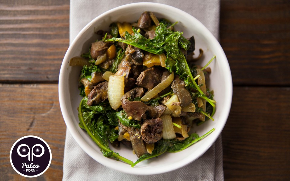 Paleo Recipe Sautéed Kale & Chicken Heart