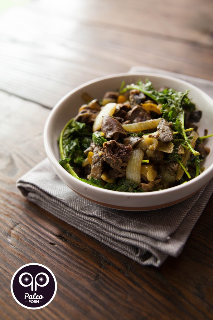 Sautéed Kale & Chicken Hearts